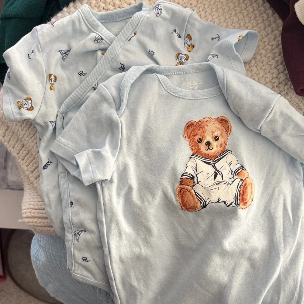 Polo by Ralph Lauren Light Blue Baby One Piece Set - Picture 1 of 7
